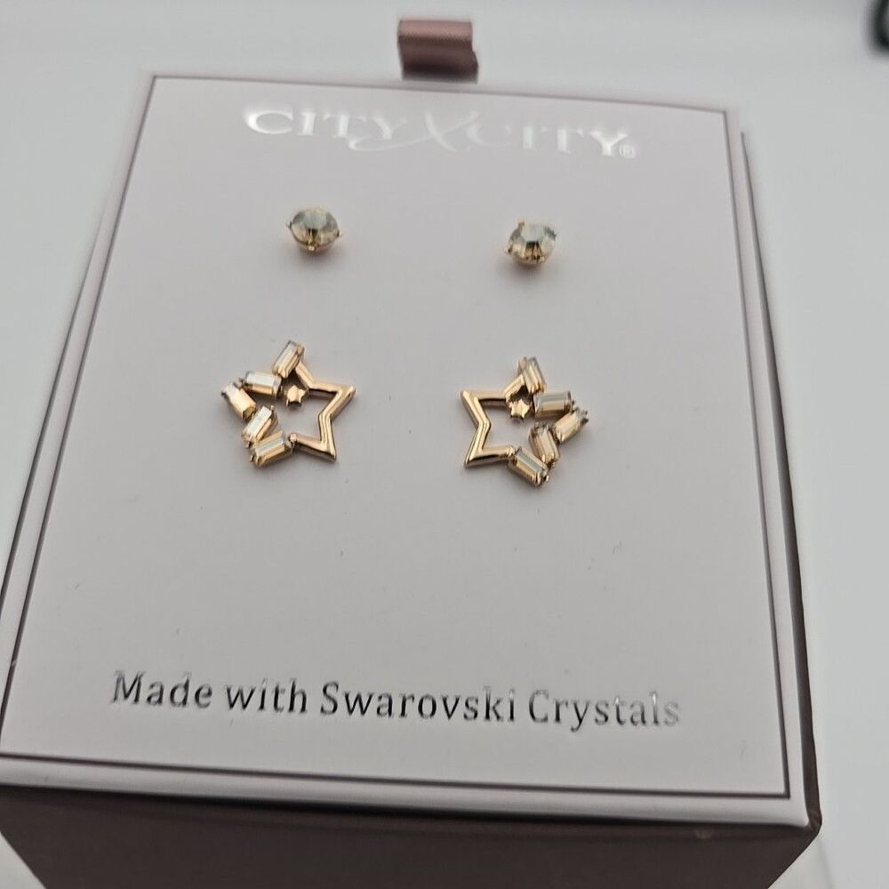City x City Swarovski Crystal Infinity Twist Earrings In Gift Box